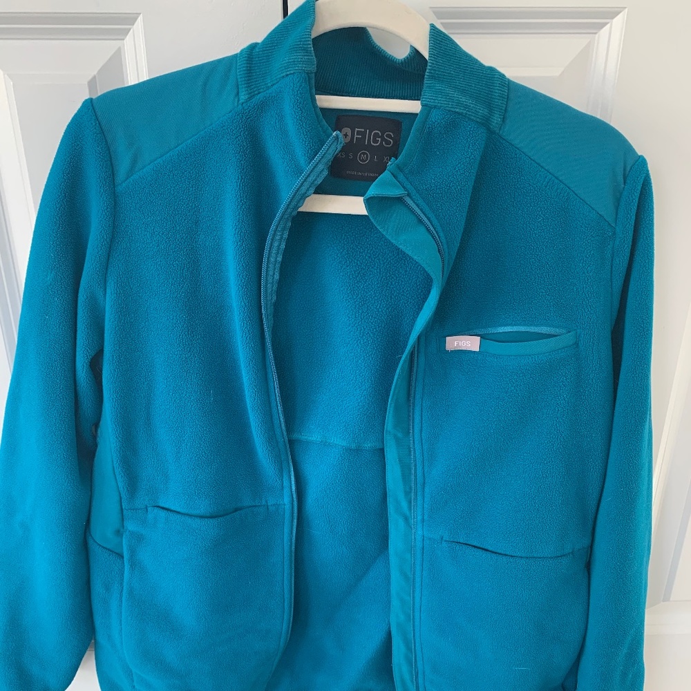 FIGS On-Shift Fleece Jacket, Pacific Blue, Size (M)